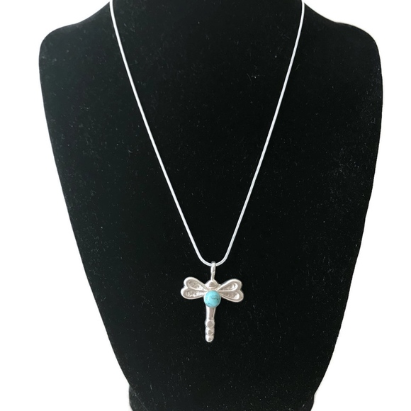 Dragonfly Sterling Silver Turquoise Howlite - Picture 1 of 4